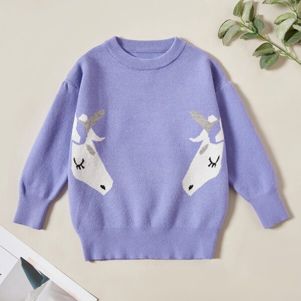 

Toddler Girls Unicorn Pattern Sweater, Pastel violet purple