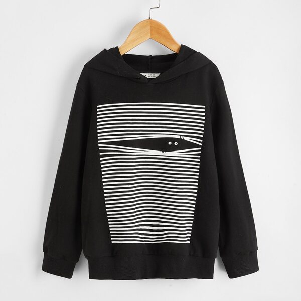 

Boys Cartoon Graphic Hoodie, Black