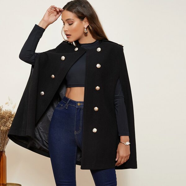 

Double Breasted Cape Coat, Black
