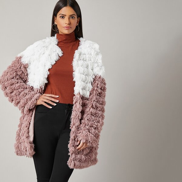 

Open Front Two Tone Layered Fringe Coat, Multicolor