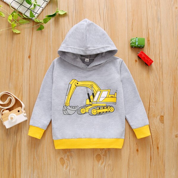 

Toddler Boys Cartoon Graphic Hoodie, Light grey