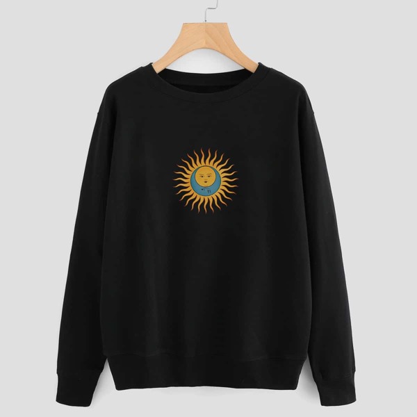 

Sun And Moon Print Sweatshirt, Black