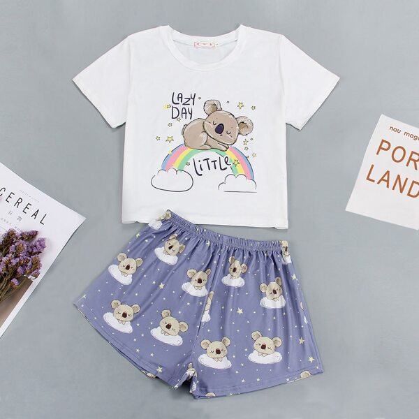 

Slogan & Cartoon Graphic PJ Set, Multicolor