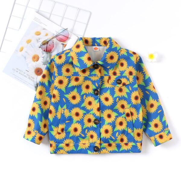 

Toddler Girls Allover Sunflower Print Jacket, Multicolor