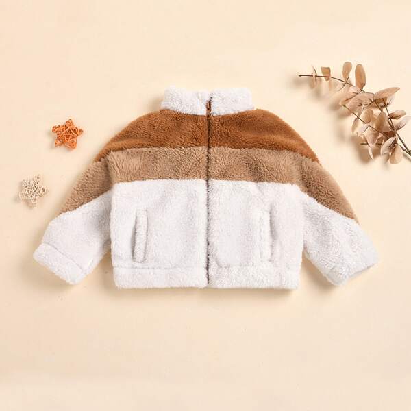 

Toddler Girls Colorblock Funnel Neck Teddy Jacket, Multicolor