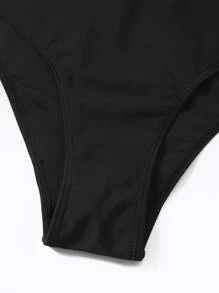 SHEIN Swim Summer Beach Ruffle Hem Bikini Skort - Black - View 3