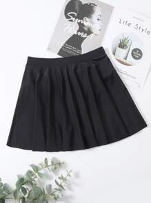 SHEIN Swim Summer Beach Ruffle Hem Bikini Skort - Black - View 4