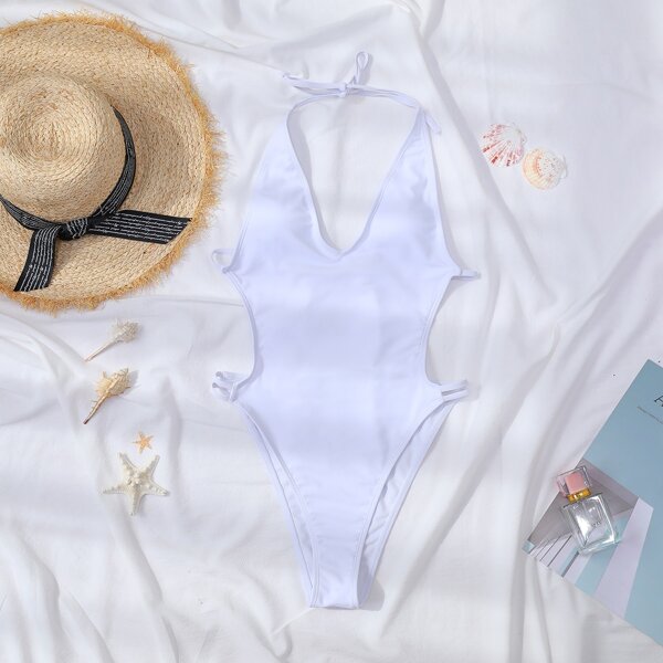 

Cut-out Side One Piece Swimsuit, White