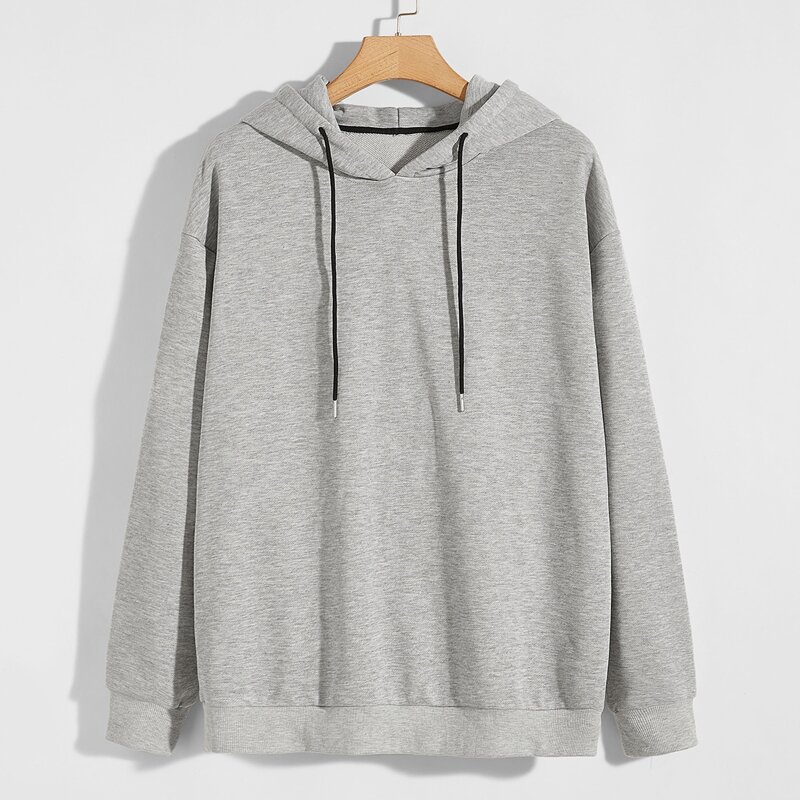 

Guys Solid Drawstring Hoodie, Light grey