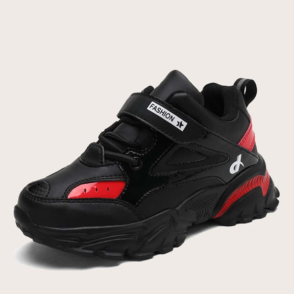 

Boys Letter Graphic Velcro Strap Sneakers, Black