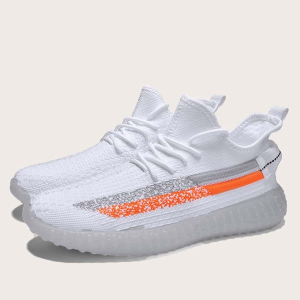 

Men Lace-up Decor Wide Fit Sneakers, White