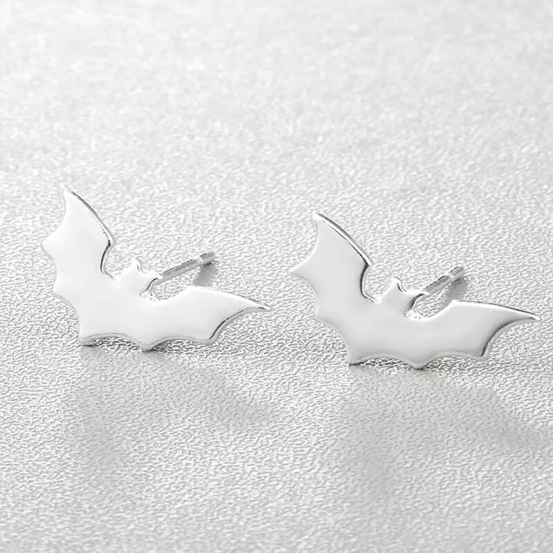 

Bat Stud Earrings, Silver