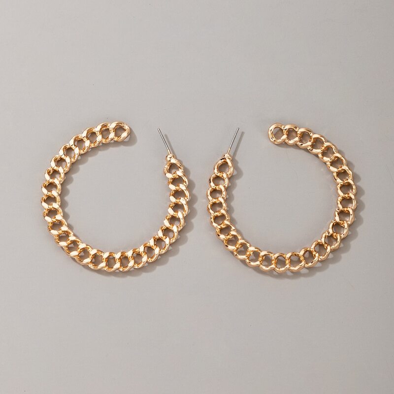 

Chain Hoop Earrings, Gold