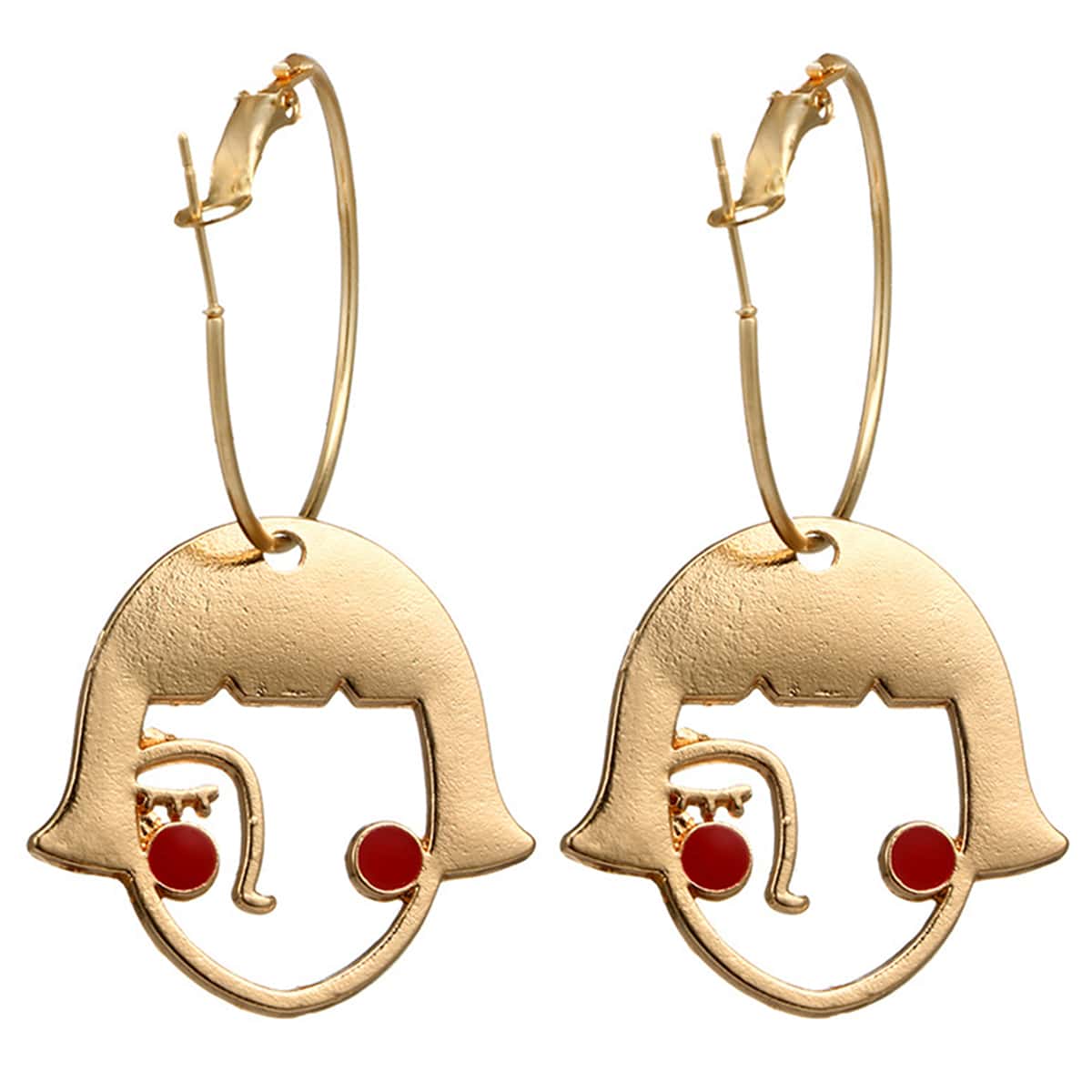 

1pair Figure Hoop Earrings, Gold