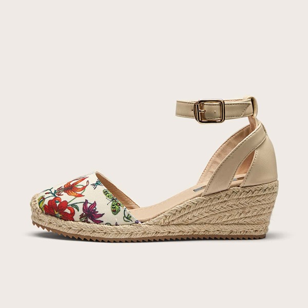 

Ankle Strap Espadrille Wedges, Beige