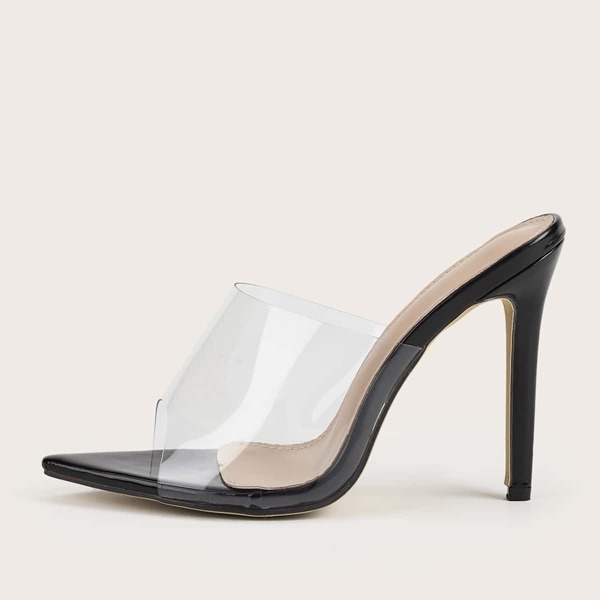 

Clear Strap Stiletto Heeled Mules