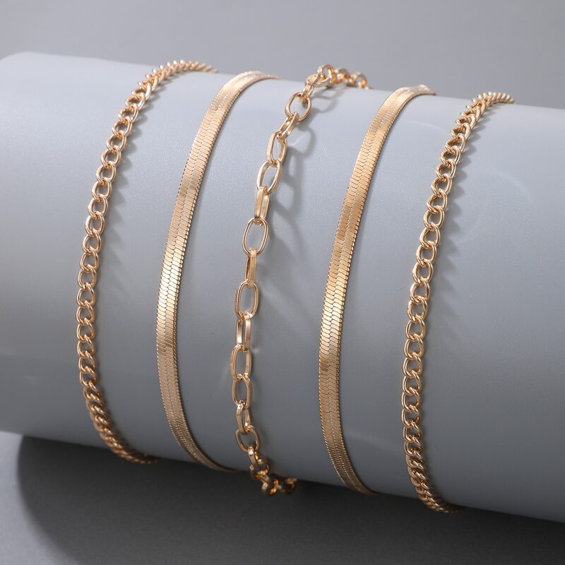 

5pcs Chain Anklet, Gold
