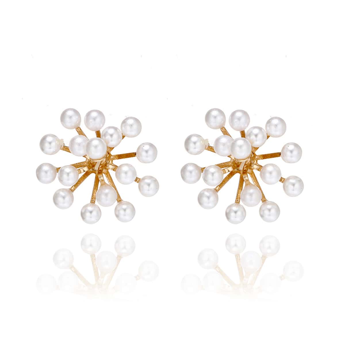 

Faux Pearl Flower Stud Earrings, Gold