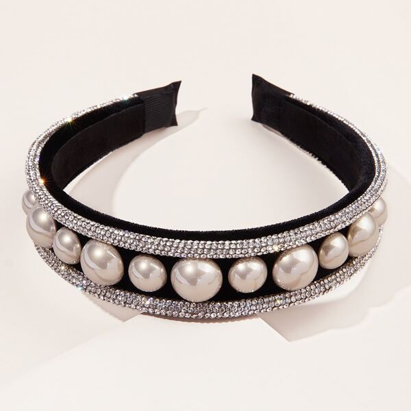 

Faux Pearl & Rhinestone Decor Hair Hoop, Multicolor