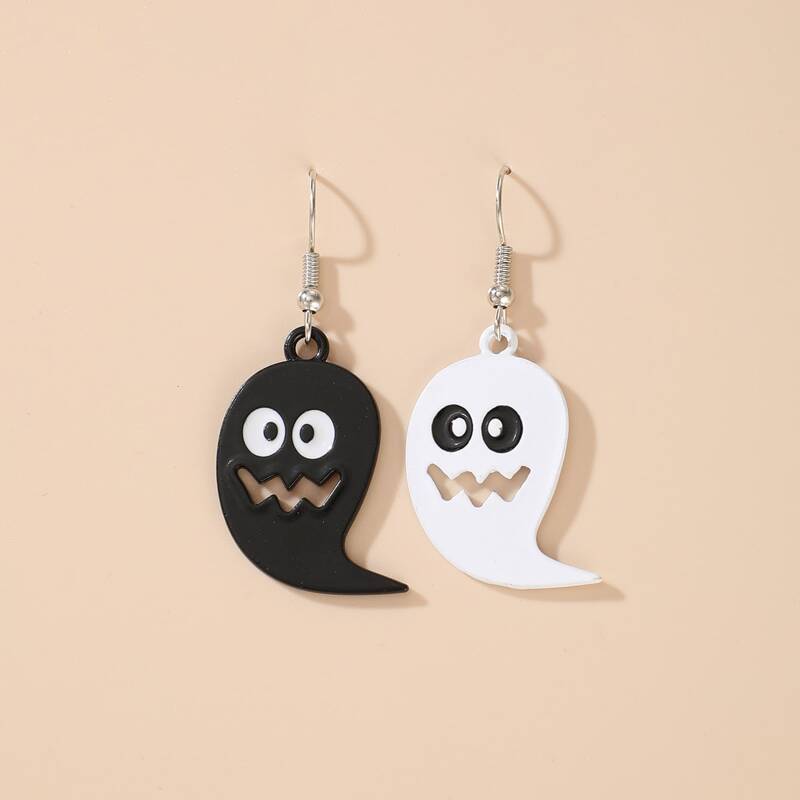 

Halloween Cartoon Drop Earrings, Black and white