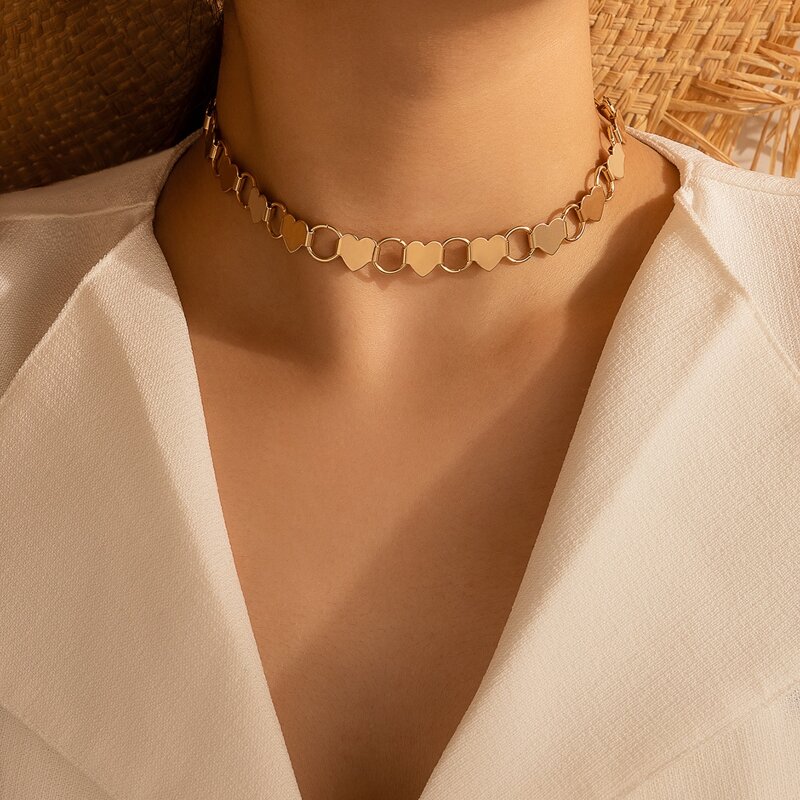 

1pc Heart Choker, Gold