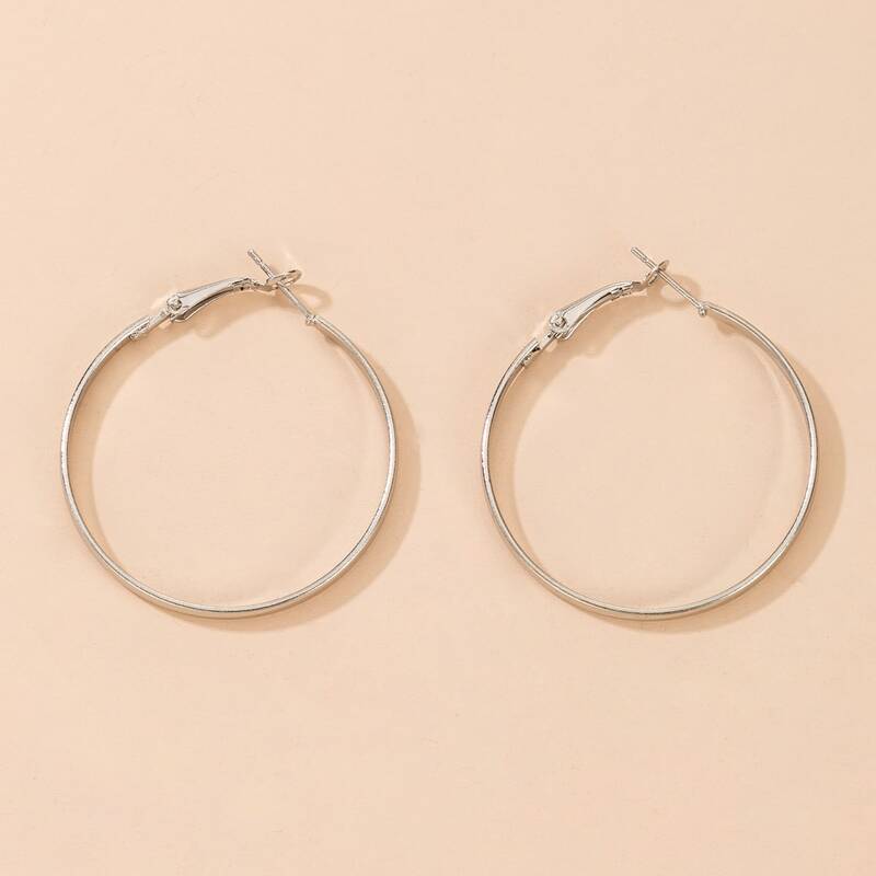 

1pair Hoop Earrings, Silver
