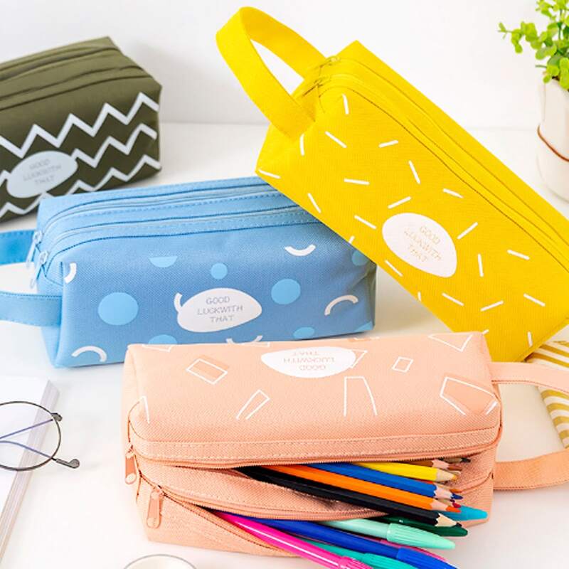 

1pc Random Color Large Pencil Bag, Multicolor