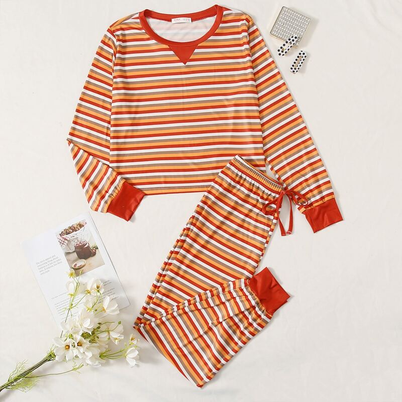 

Colorful Striped Pajama Set, Multicolor