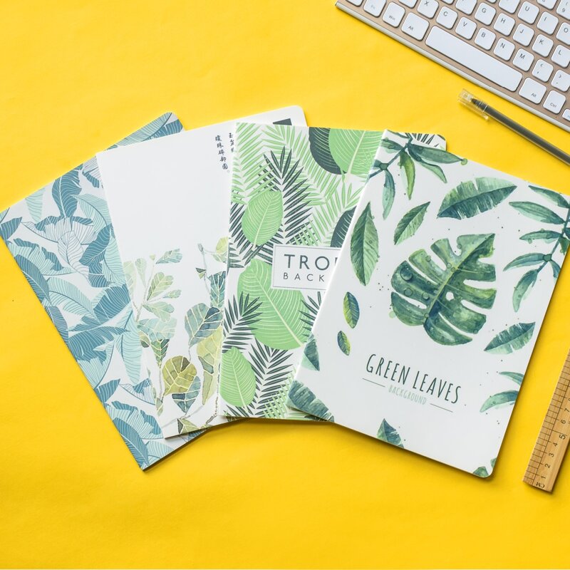 

1pc Leaf Print Random Notebook, Multicolor