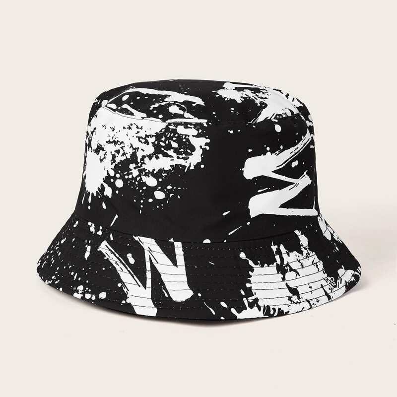 

Allover Print Bucket Hat, Black and white