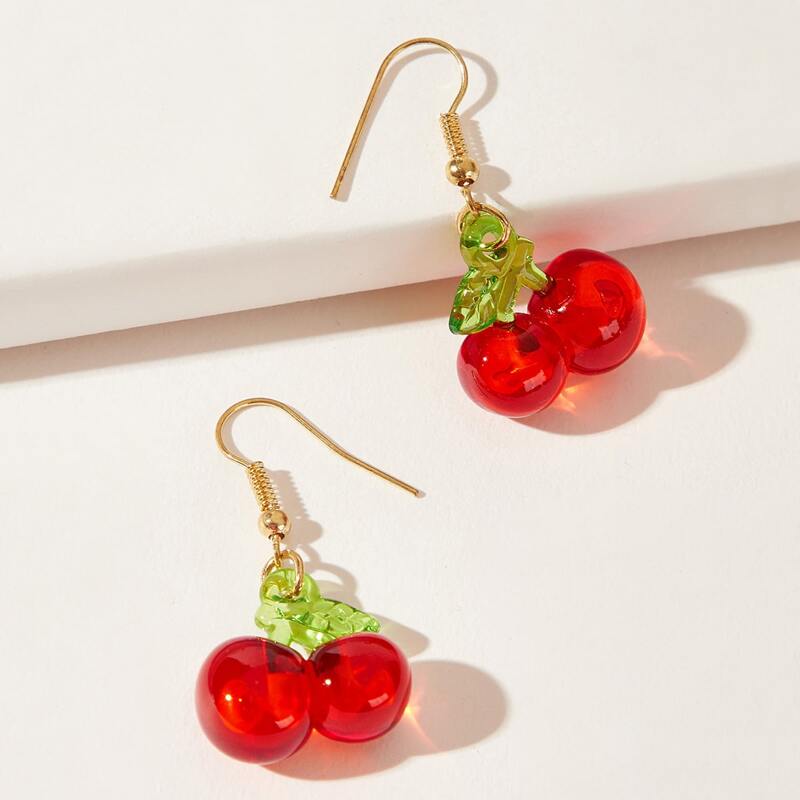 

Cherry Drop Earrings, Red