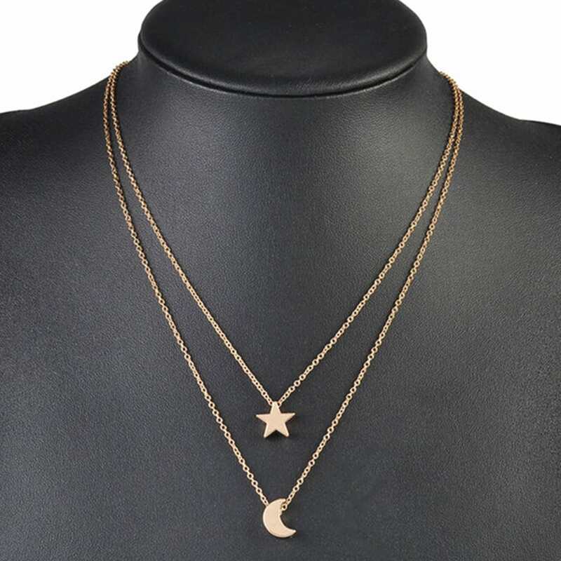 

Star & Moon Necklace, Gold