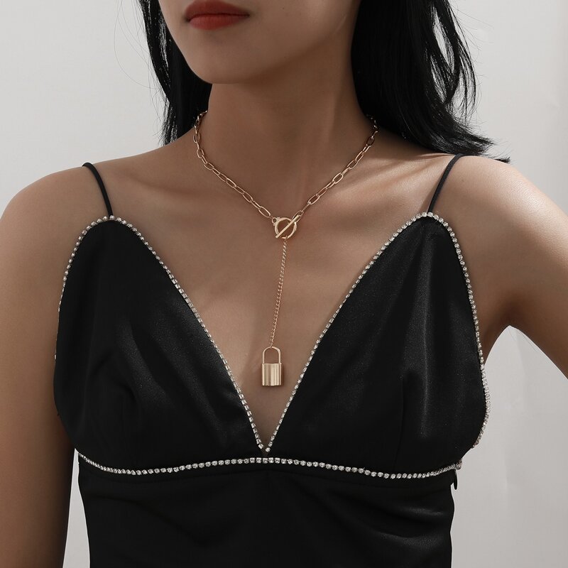 

Lock Charm Necklace, Gold