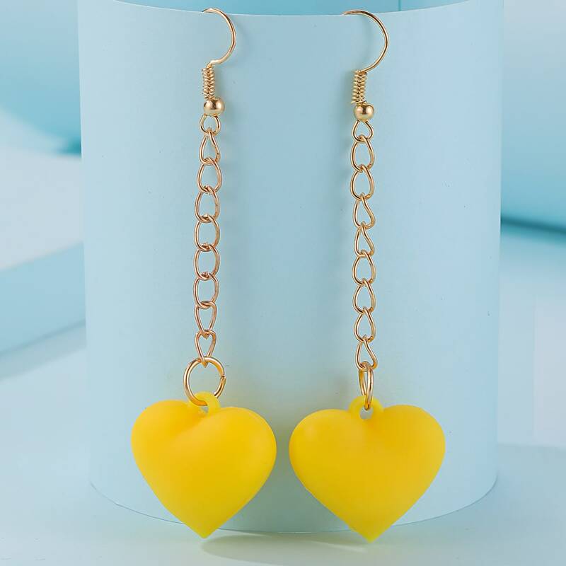 

Heart Charm Drop Earrings, Yellow
