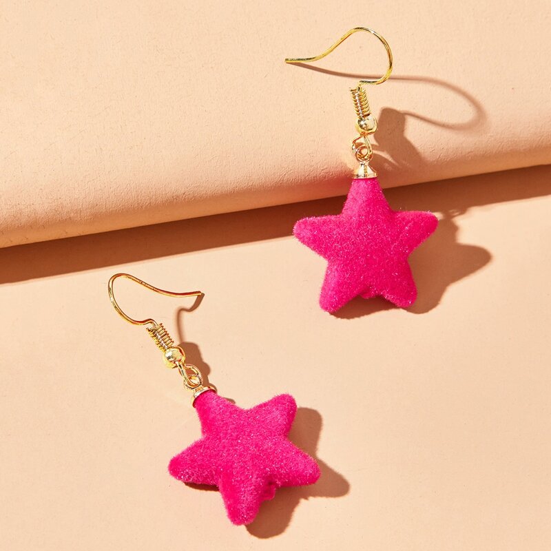 

Star Drop Earrings, Hot pink