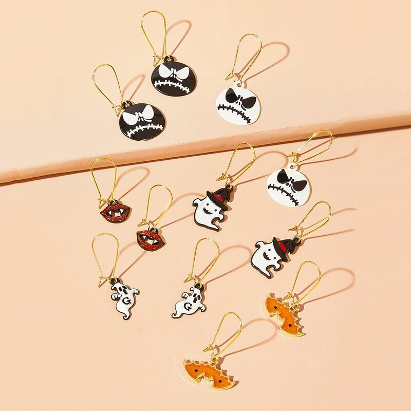 

6pairs Halloween Drop Earrings, Multicolor