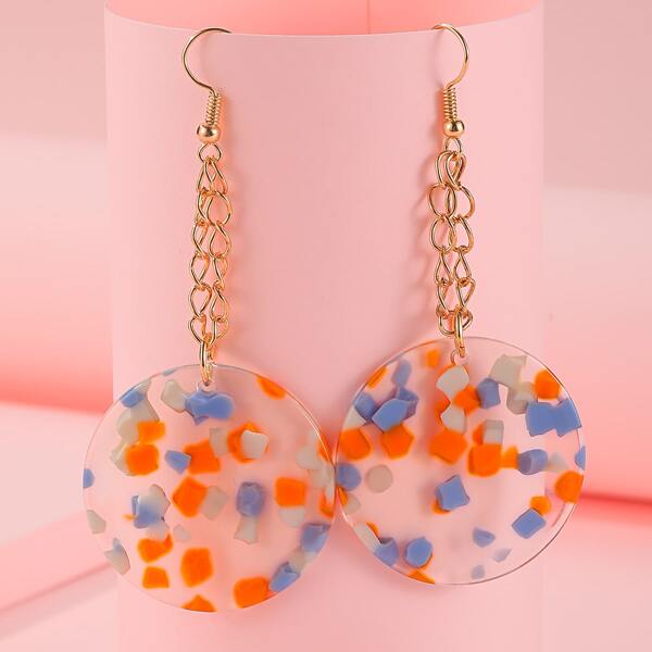

Round Charm Drop Earrings, Multicolor