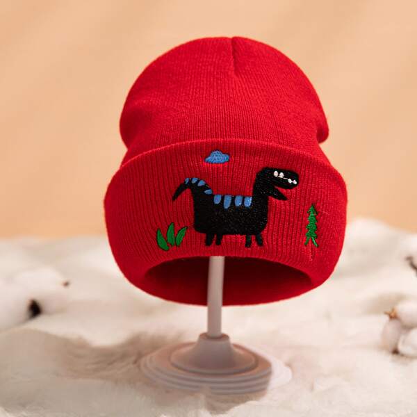 

Baby Cartoon Embroidery Beanie, Red