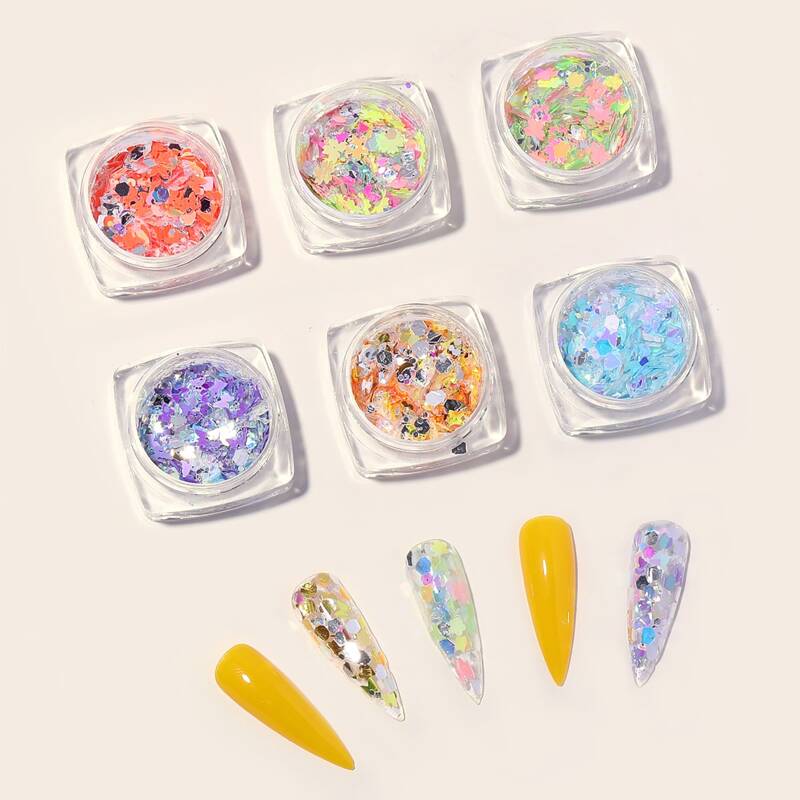 

6boxes Mix Pattern Nail Art Decoration, Multicolor