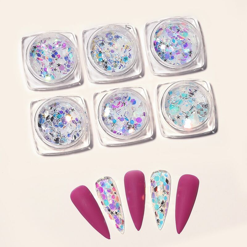

6boxes Mix Pattern Nail Art Decoration, Multicolor