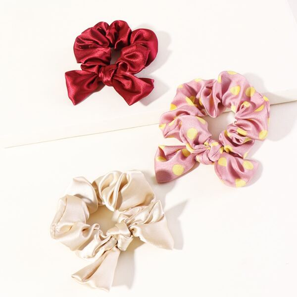 

3pcs Girls Knot Design Scrunchie, Multicolor