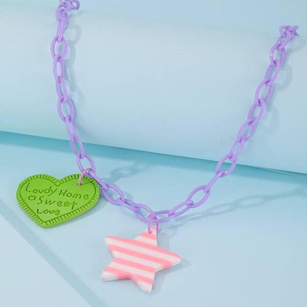 

Star & Heart Charm Necklace, Multicolor