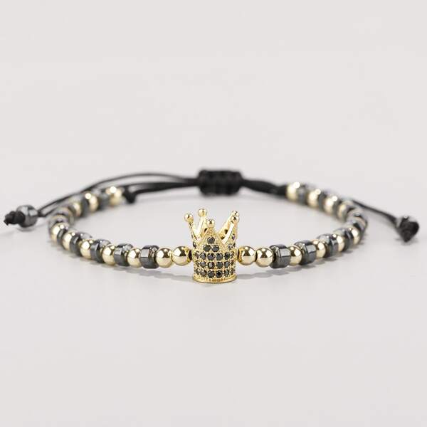 

Men Crown Decor Bracelet, Multicolor