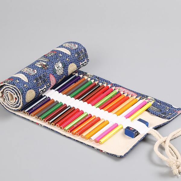 

1pc Cartoon Graphic Roll-up Pencil Bag, Multicolor