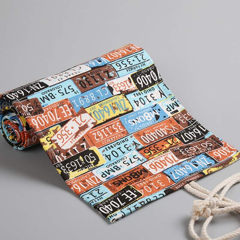 

1pc Cartoon Graphic Roll-up Pencil Bag, Multicolor