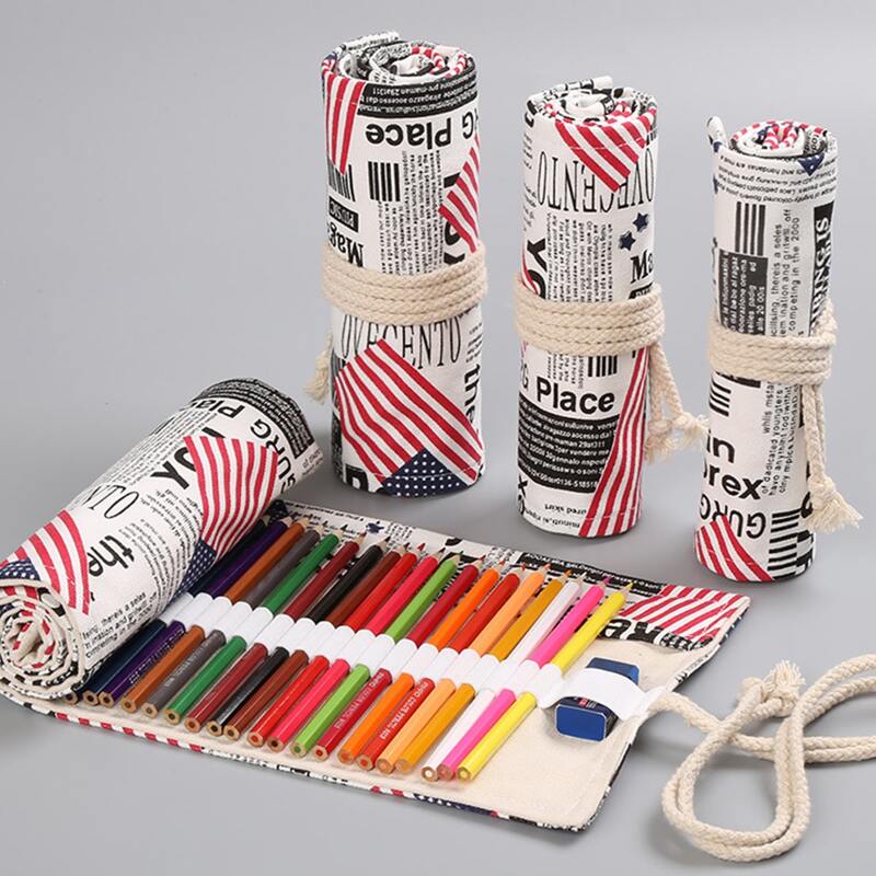 

1pc Cartoon Graphic Roll-up Pencil Bag, Multicolor