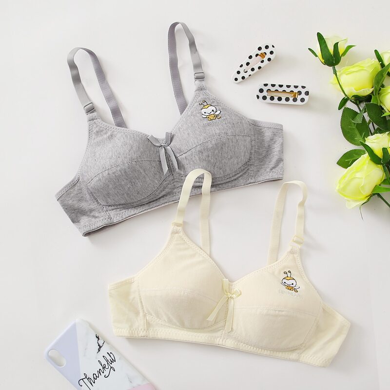 

2pack Cartoon Embroidery Bra Set, Multicolor