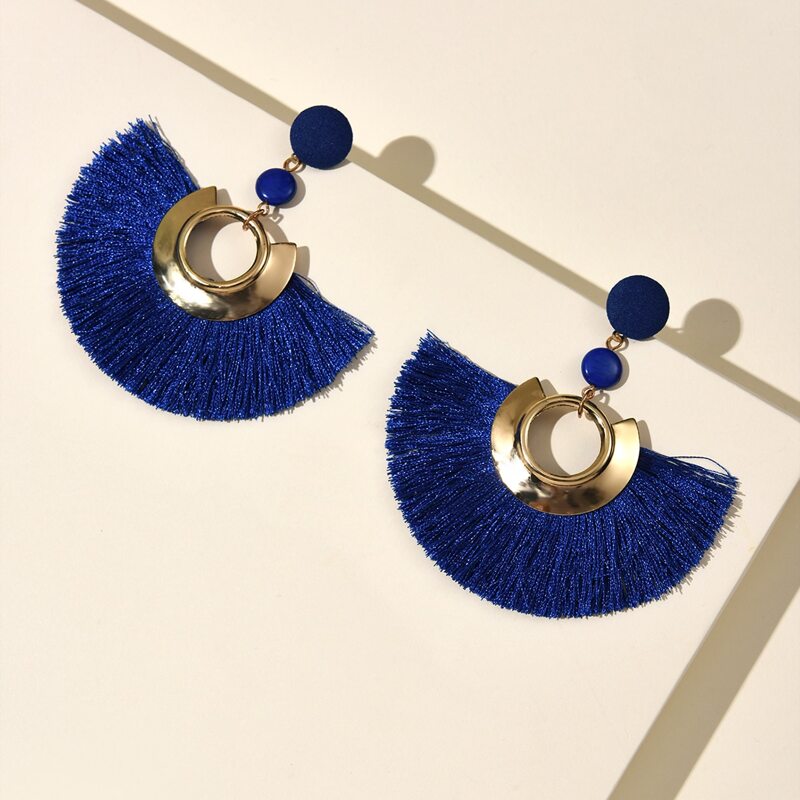 

Tassel Decor Drop Earrings, Blue