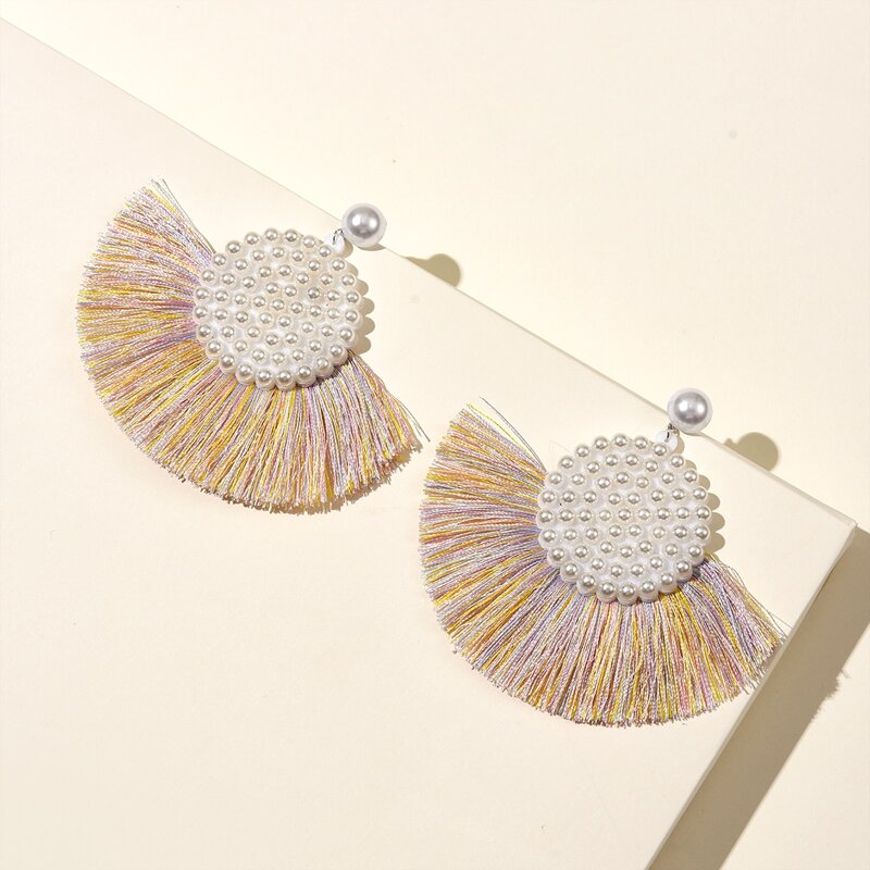 

Tassel & Faux Pearl Decor Drop Earrings, Multicolor