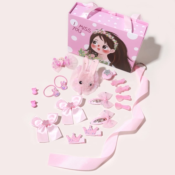

18pcs Toddler Girls Bow Decor Hair Accessory, Pink